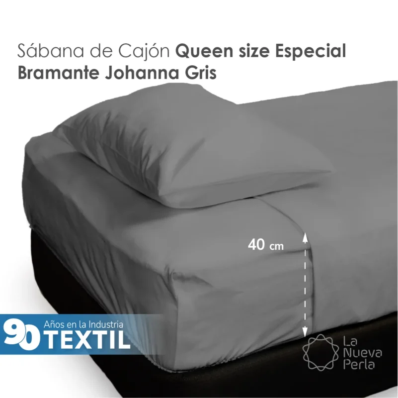 Sábana Cajón Manta Gris Queen Size Colchón Alto 150 x 190 x 40 cm