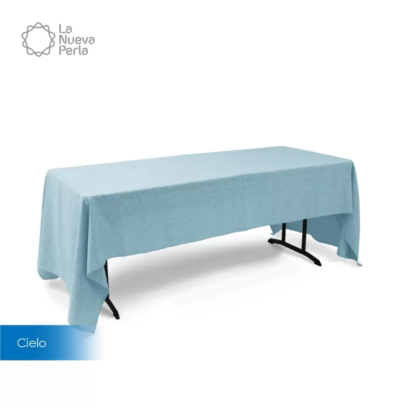 Mantel Tablón Lino Ginebra 3.00x2.00 m Azul Cielo