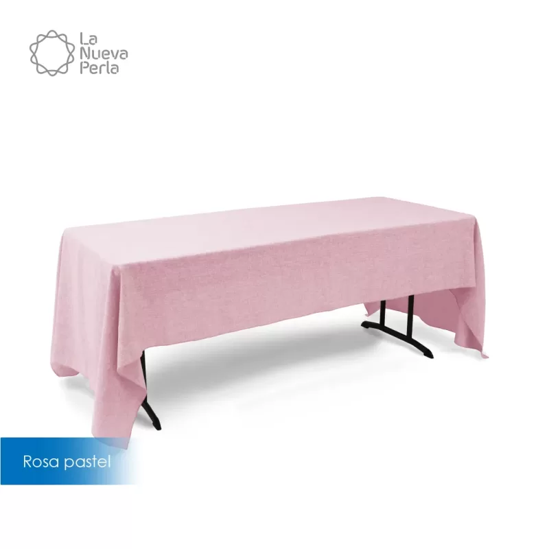 Mantel Tablón Lino Ginebra 3.00x2.00 m Rosa Pastel