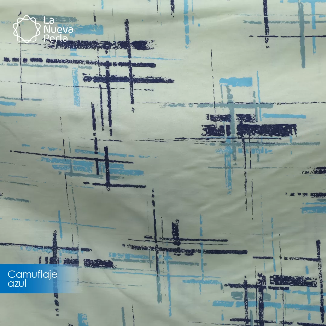 Tela Manchester 150 hilos 280 cm 50% algodón 50% Poliéster Camuflaje Azul: imagen 1