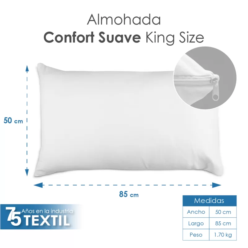 Almohada Confort Suave King Size 1.70 kg