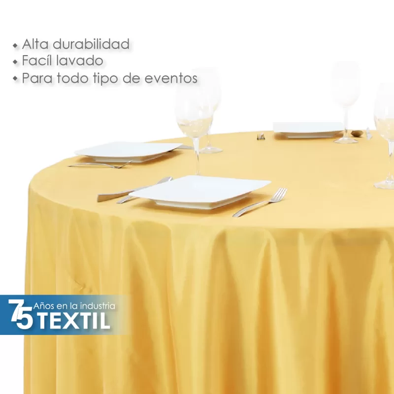 Mantel Redondo Tafeta Tornasol 2.90 Diámetro Oro