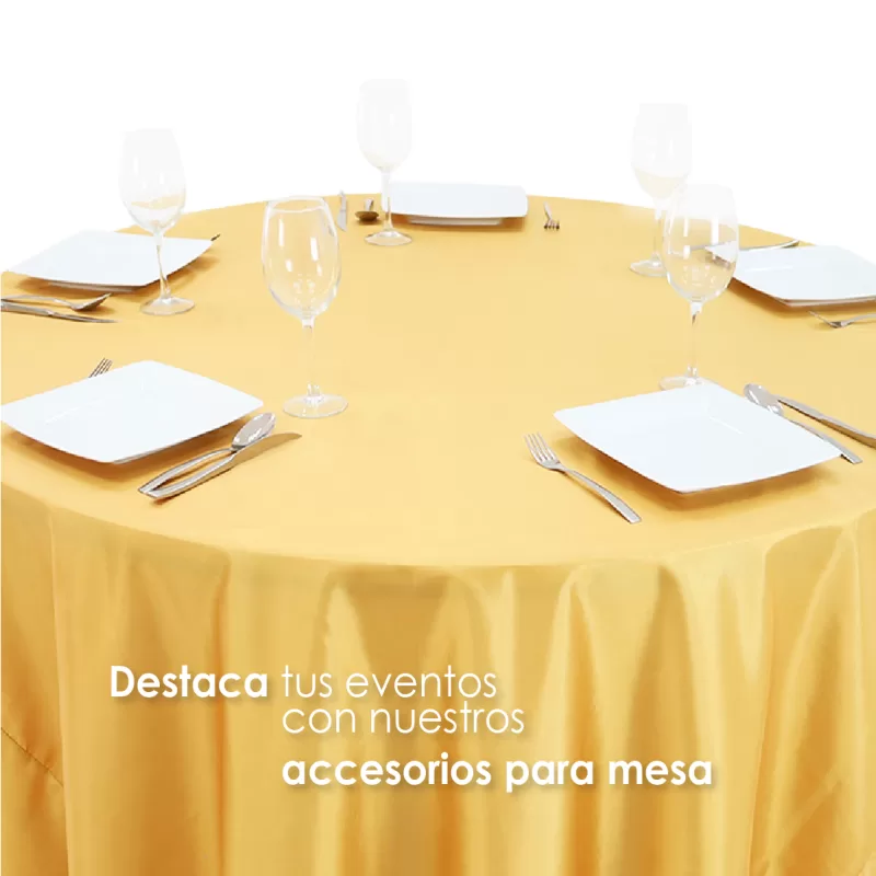 Mantel Redondo Tafeta Tornasol 2.90 Diámetro Oro