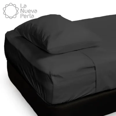 Sábana Cajón Manta Negro King Size Colchón Normal 200 x 190 x 25 cm: imagen 6