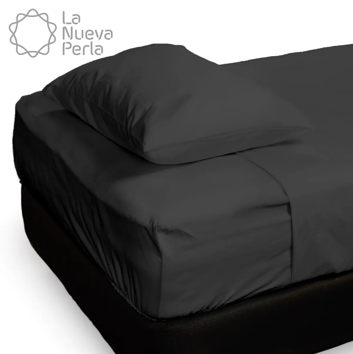 Sábana Cajón Manta Negro King Size Colchón Normal 200 x 190 x 25 cm: imagen 6