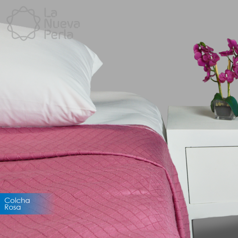 Colcha Coral Matrimonial Rosa