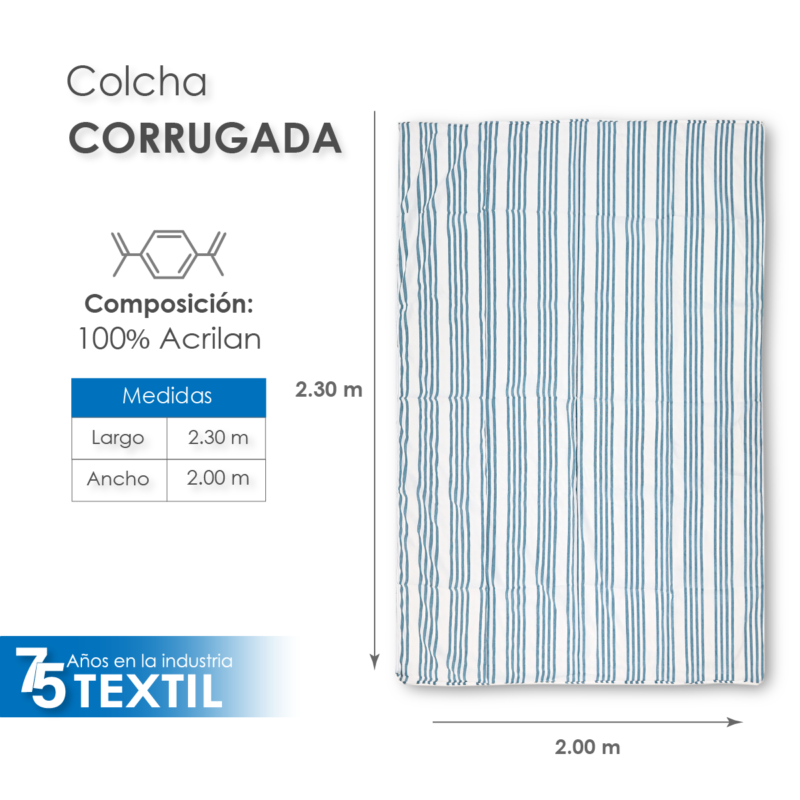Colcha Corrugada 100% acrilán Matrimonial 2.00 x 2.30 m Chocolate