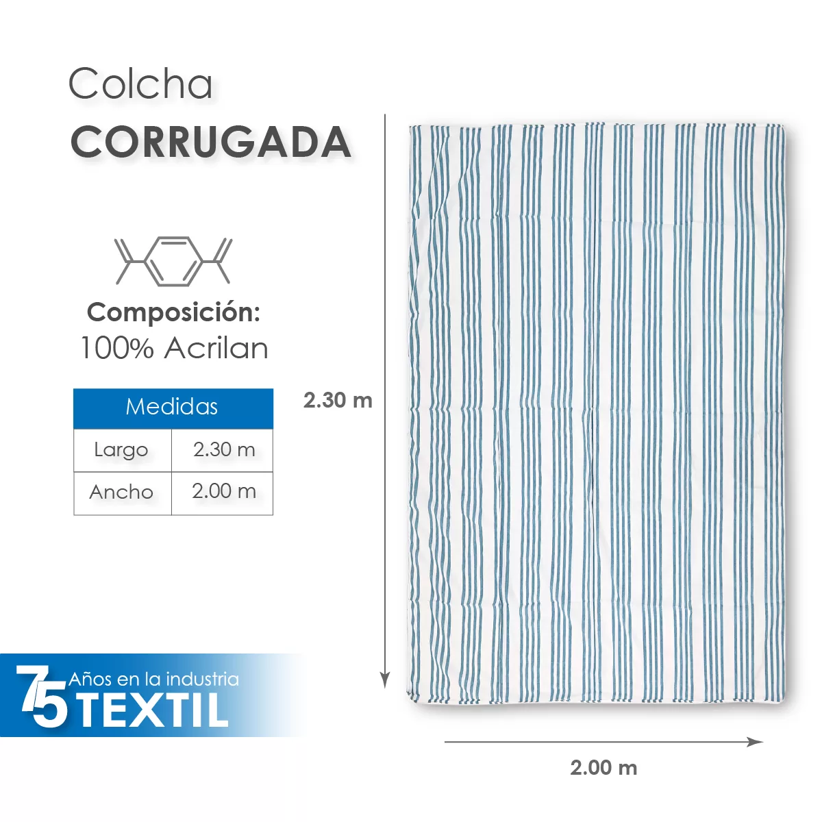 Colcha Corrugada 100% acrilán Matrimonial 2.00 x 2.30 m Café: imagen 2