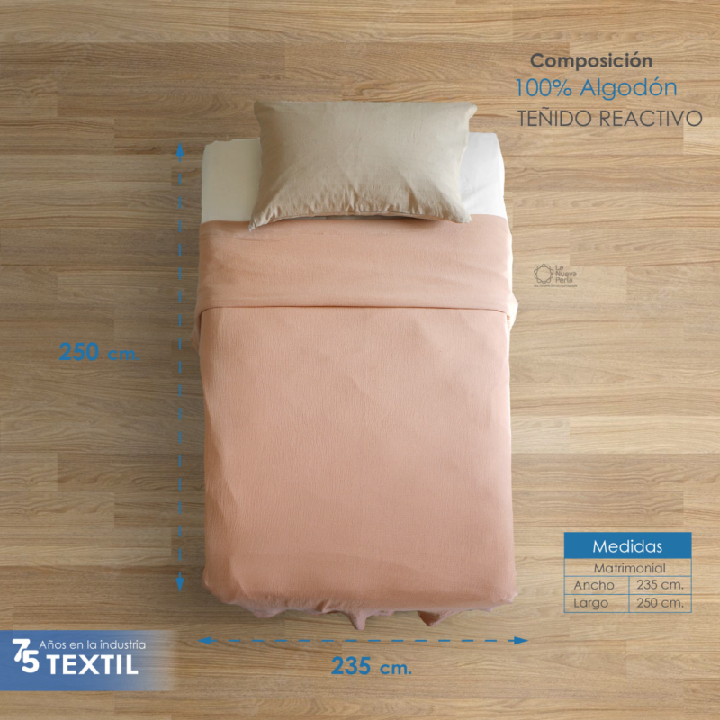 Colcha Muselina Matrimonial 100% Algodón Tabaco