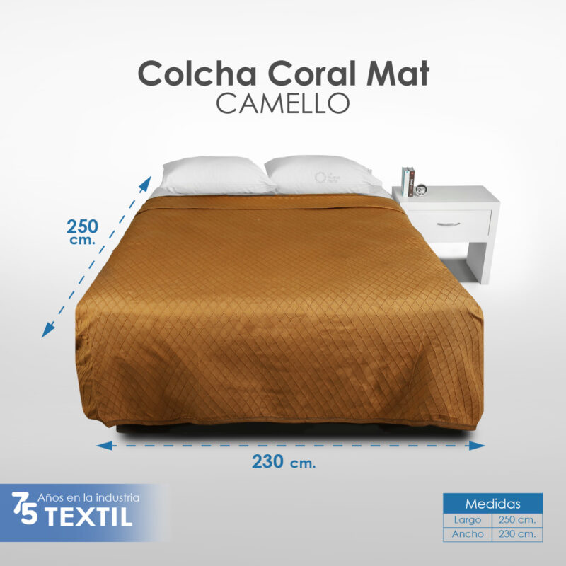 Colcha Coral Matrimonial Camello