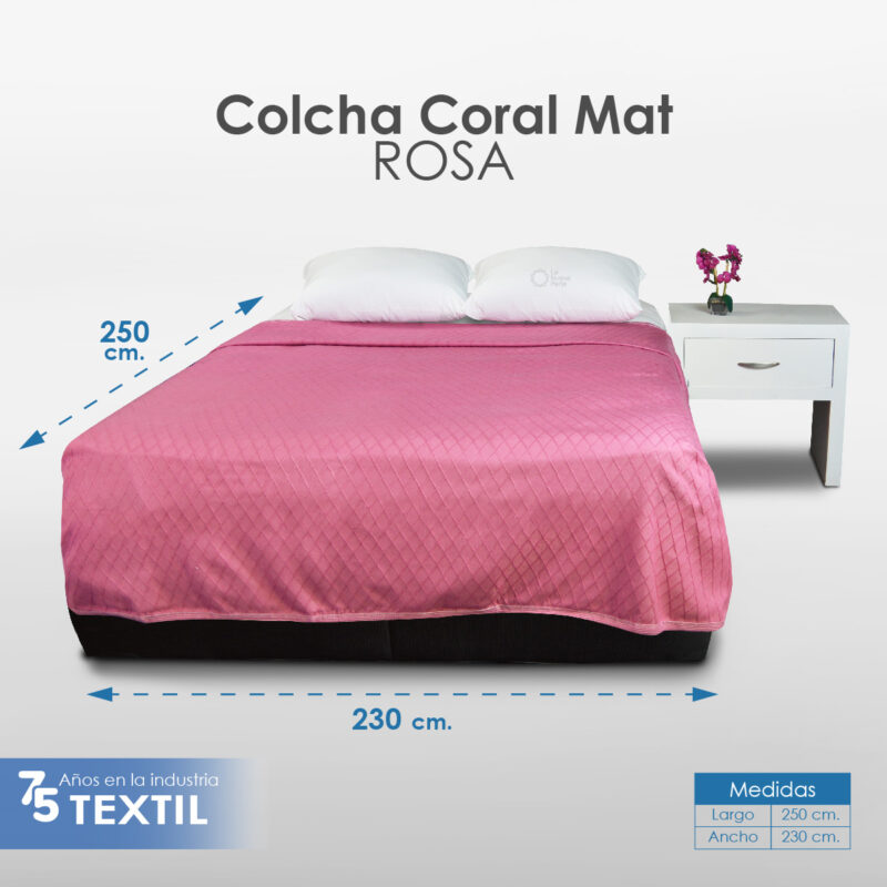 Colcha Coral Matrimonial Rosa