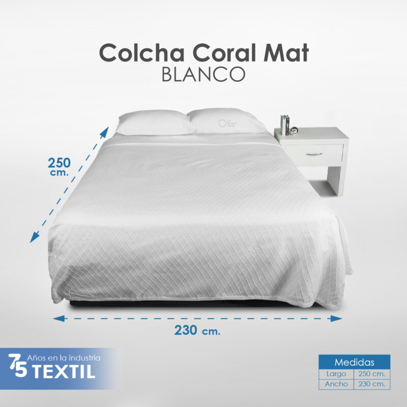 Colcha Coral Matrimonial Blanco