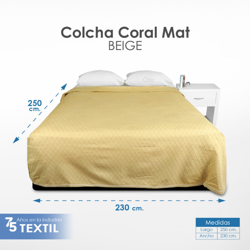 Colcha Coral Matrimonial Beige