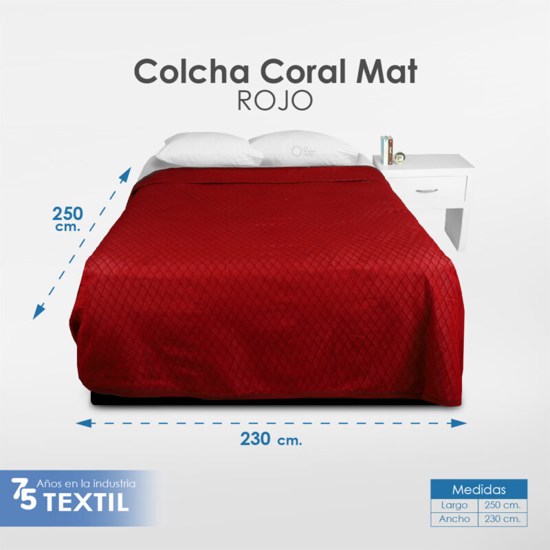 Colcha Coral Matrimonial Vino