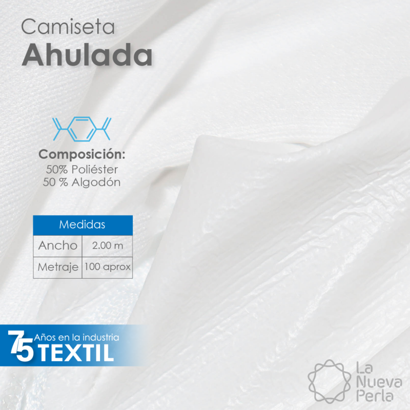 Tela de Camiseta Ahulada 200 cm Delgada 50% Algodón 50% Poliéster / Protector: 100% Poliuretano