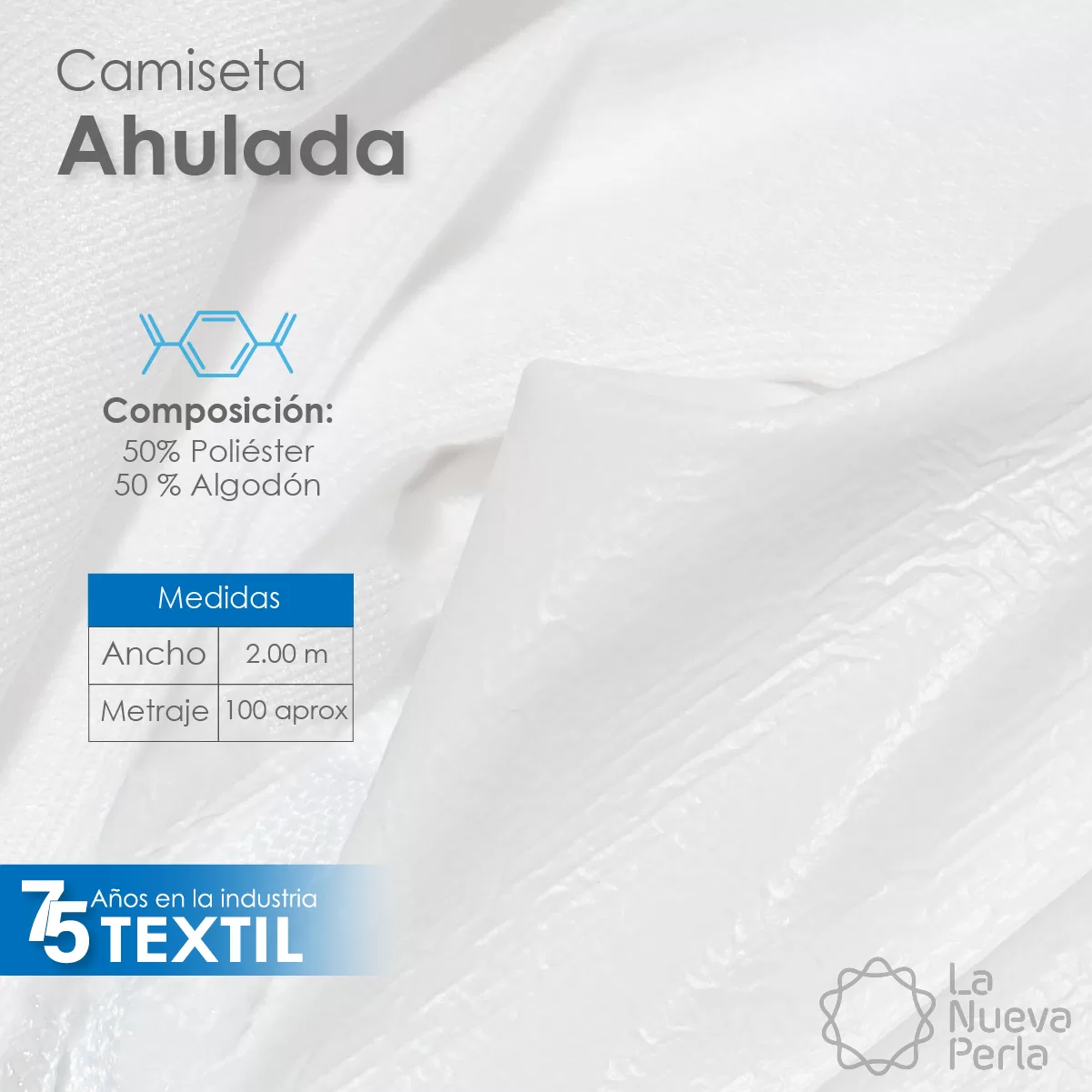 Tela de Camiseta Ahulada 200 cm Delgada 50% Algodón 50% Poliéster / Protector: 100% Poliuretano: imagen 2