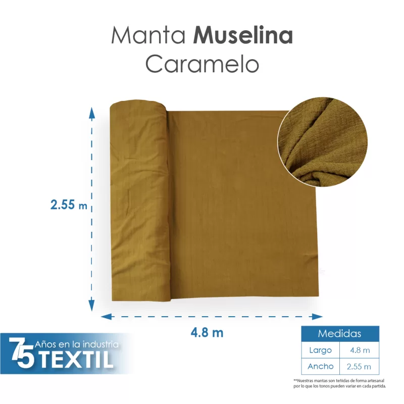 Manta Muselina 2.55 M ancho Caramelo