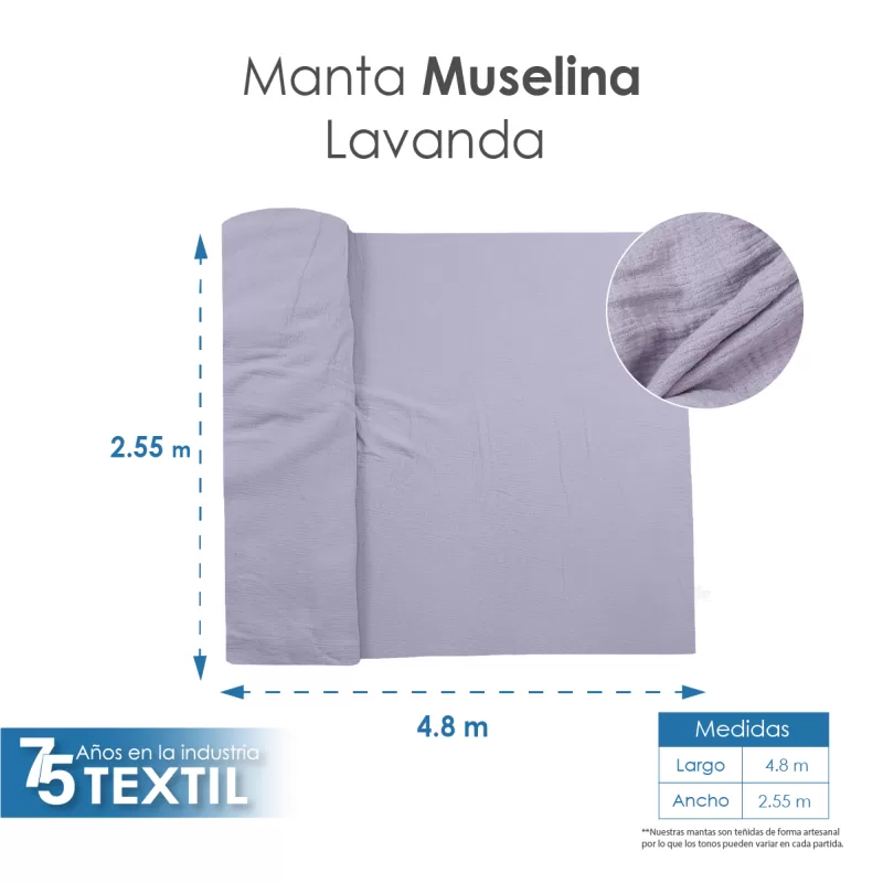 Manta Muselina 2.55 M ancho Lavanda