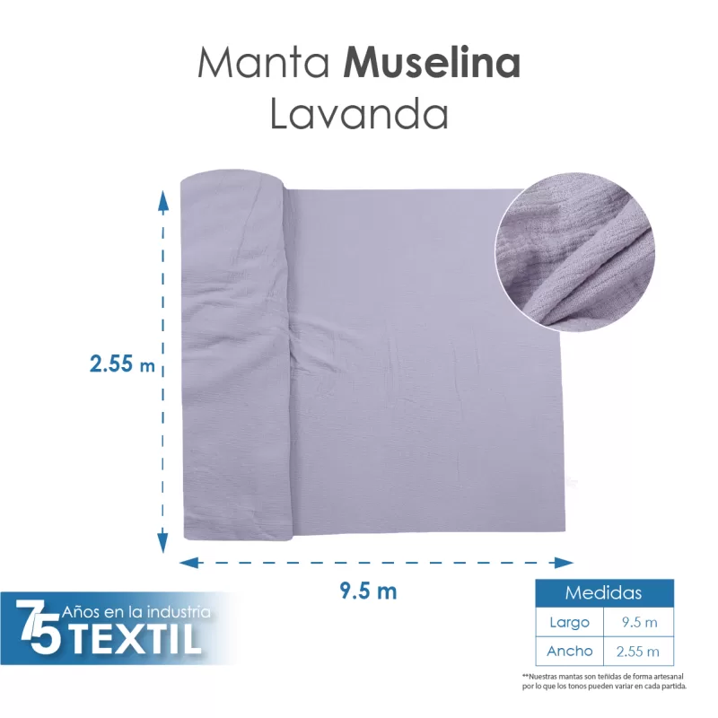 Manta Muselina 2.55 M ancho Lavanda