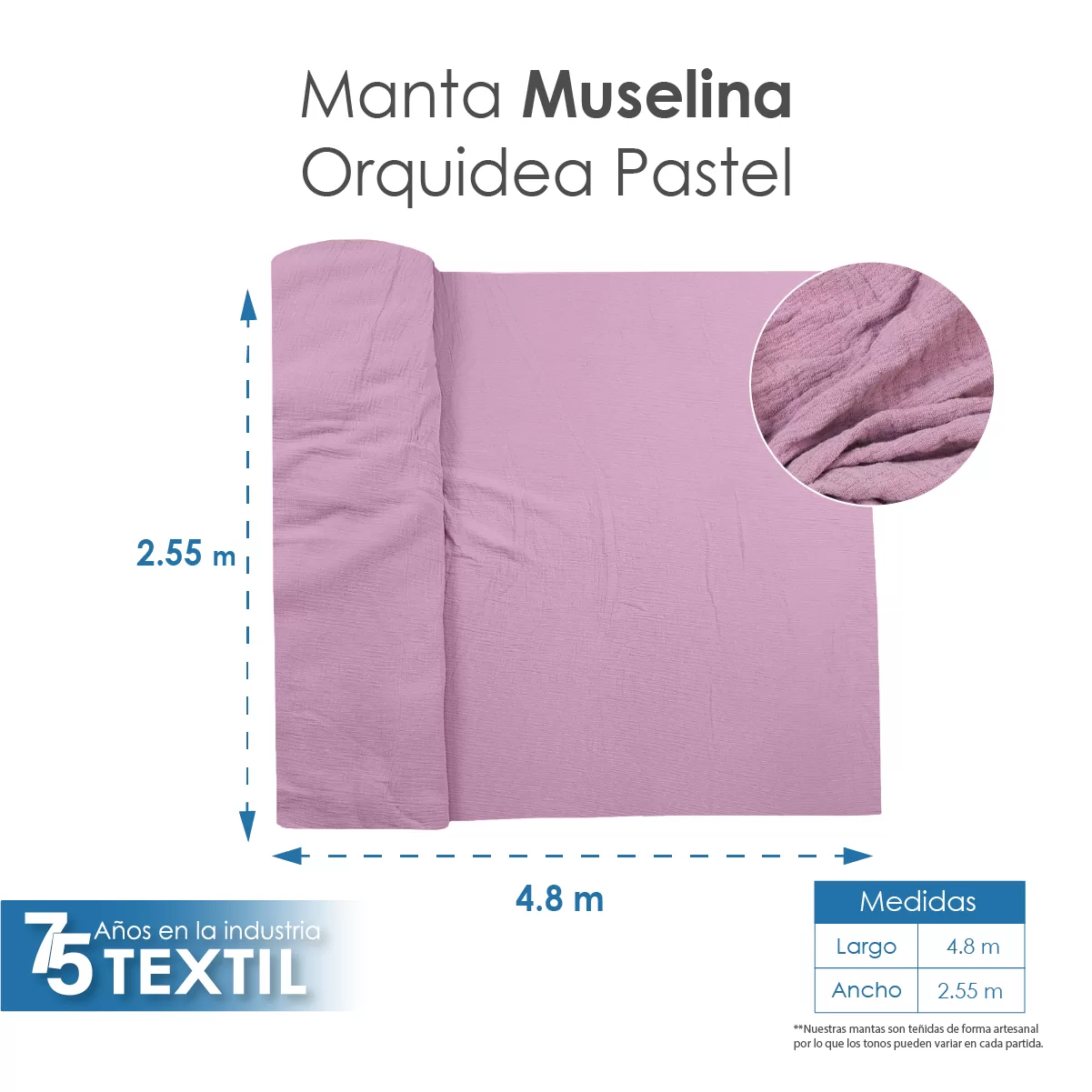 Manta Muselina 2.55 M ancho Orquídea Pastel: imagen 4