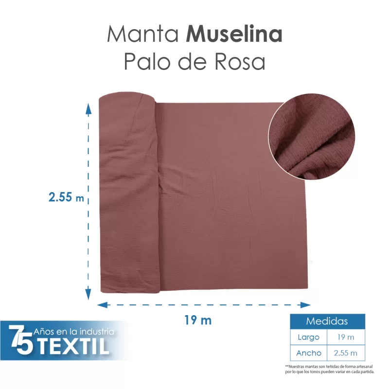 Manta Muselina 2.55 M ancho Palo de Rosa