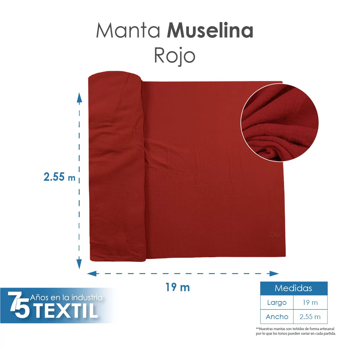 Manta Muselina 2.55 M ancho Rojo: imagen 2