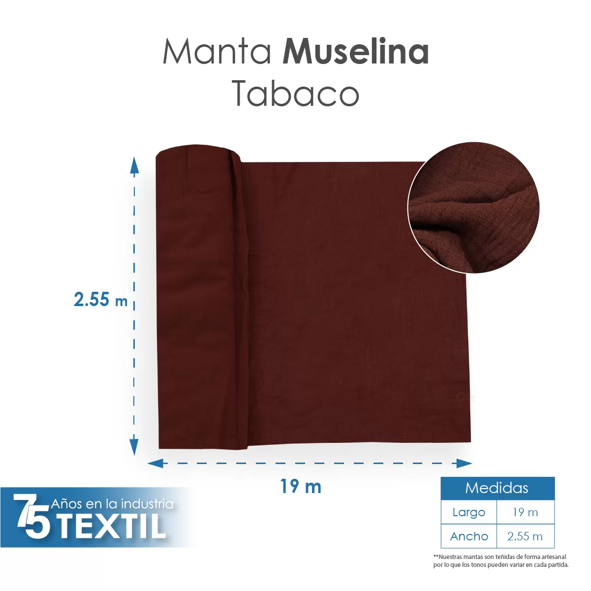 Manta Muselina 2.55 M ancho Tabaco: imagen 2