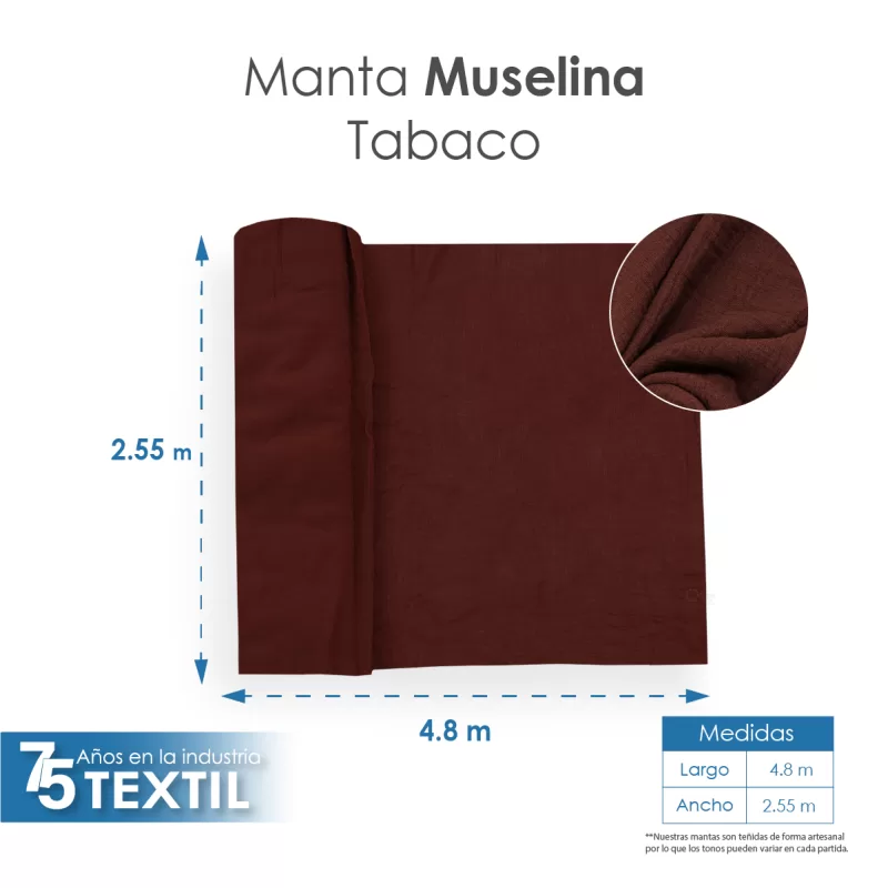 Manta Muselina 2.55 M ancho Tabaco