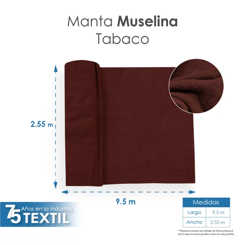 Manta Muselina 2.55 M ancho Tabaco