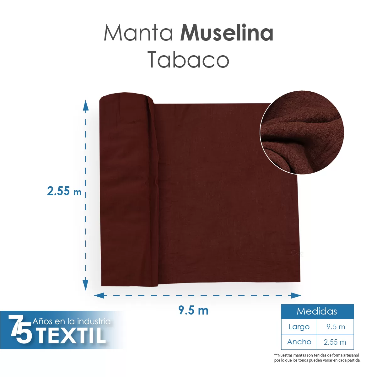 Manta Muselina 2.55 M ancho Tabaco: imagen 3