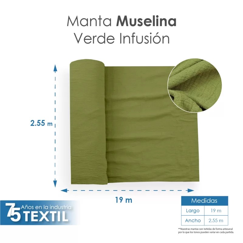 Manta Muselina 2.55 M ancho Verde Infusión