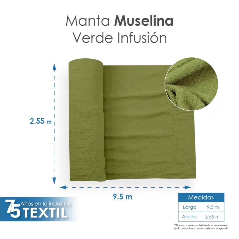 Manta Muselina 2.55 M ancho Verde Infusión