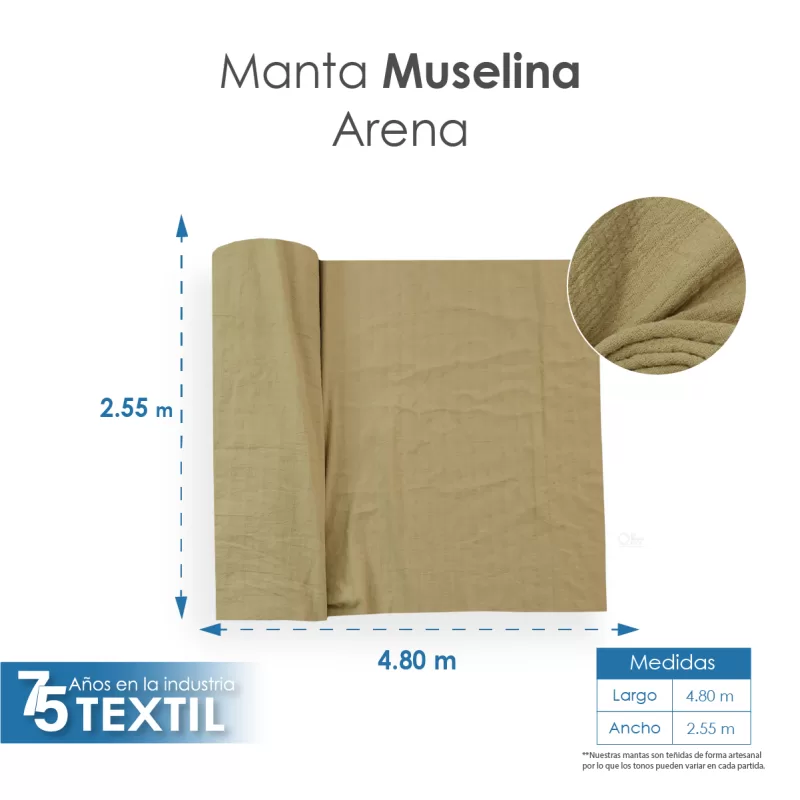 Manta Muselina 2.55 M ancho Arena