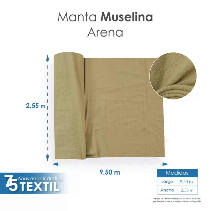 Manta Muselina 2.55 M ancho Arena