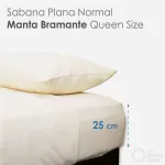 Sábana Queen Size Altura Normal Manta Bramante – 2.35 X 2.90 m Lavado (100% Algodón)