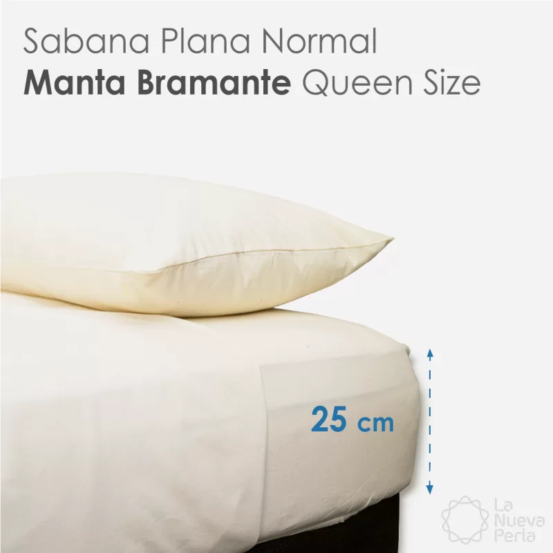 Sábana Queen Size Altura Normal Manta Bramante – 2.35 X 2.70 m Lavado (100% Algodón)