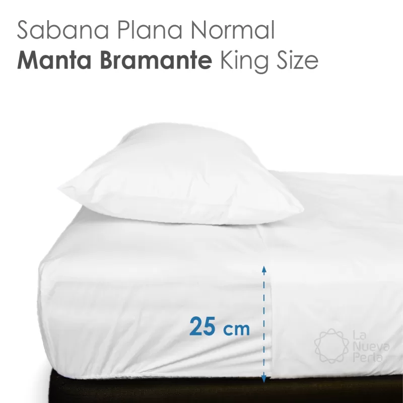 Sábana King Size Altura Normal Manta Bramante – 2.90 X 2.70 m Blanco (100% Algodón)