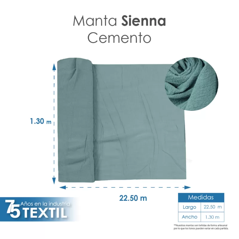 Tela Sienna 1.30 M ancho Azul Cemento