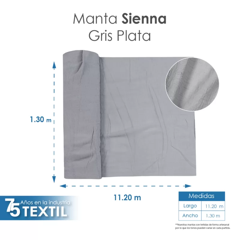 Tela Sienna 1.30 M ancho Gris Plata