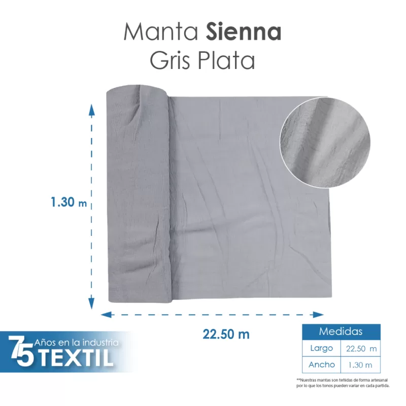 Tela Sienna 1.30 M ancho Gris Plata