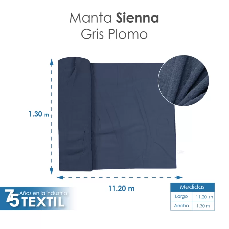 Tela Sienna 1.30 M ancho Gris Plomo
