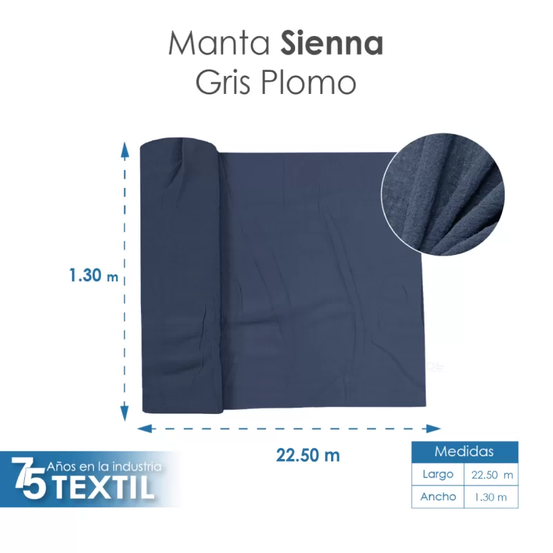 Tela Sienna 1.30 M ancho Gris Plomo