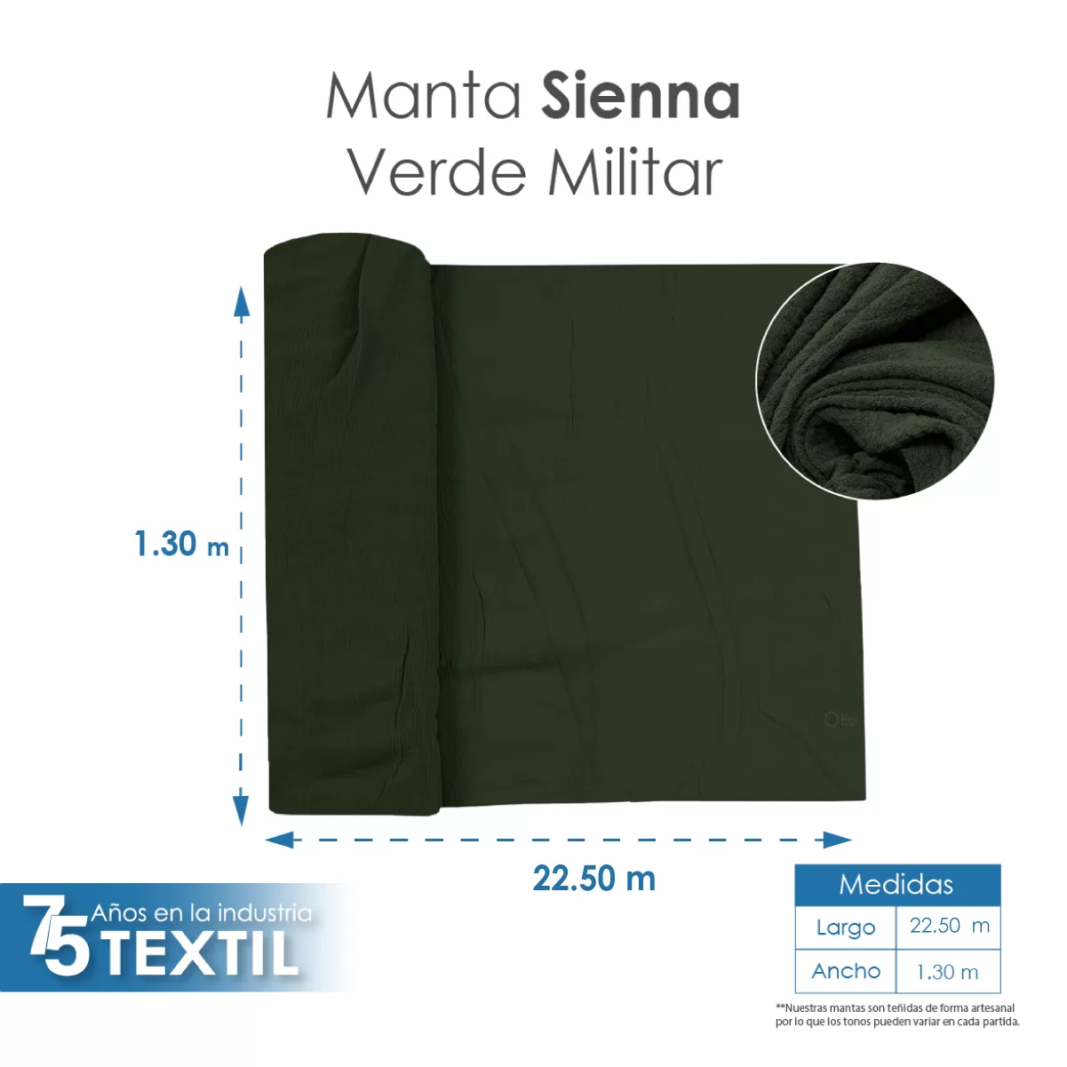 Tela Sienna 1.30 M ancho Verde Militar: imagen 2