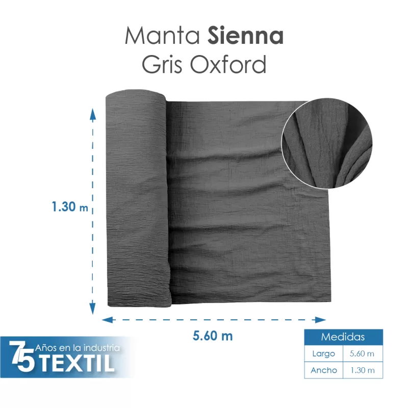Tela Sienna 1.30 M ancho Gris Oxford