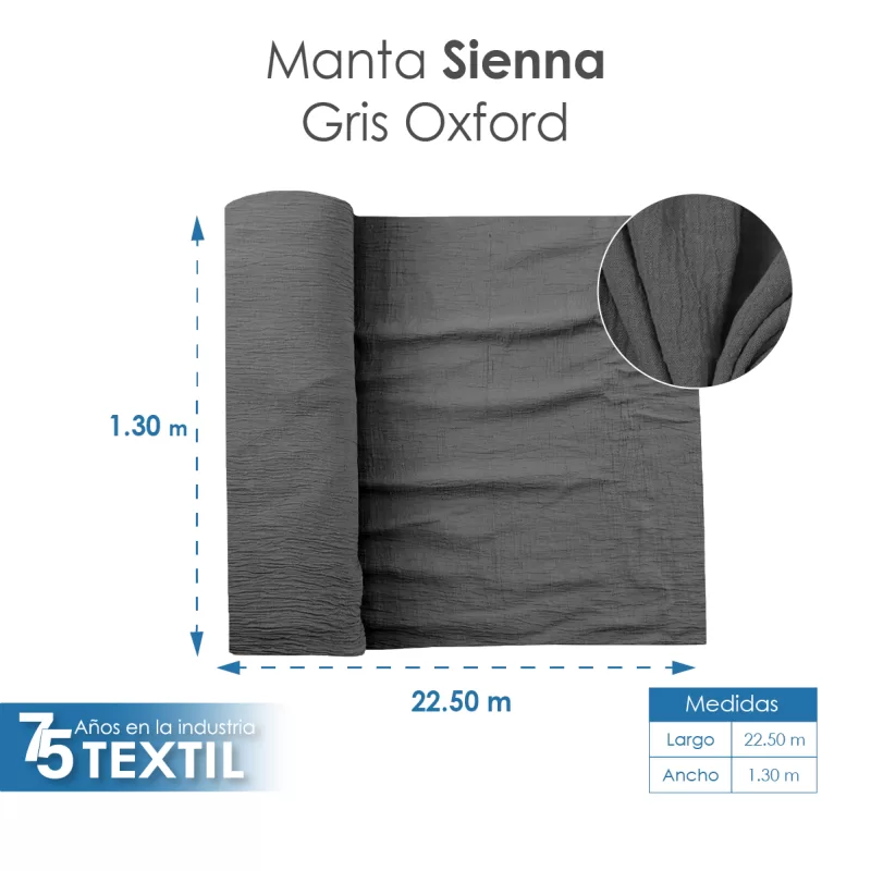 Tela Sienna 1.30 M ancho Gris Oxford