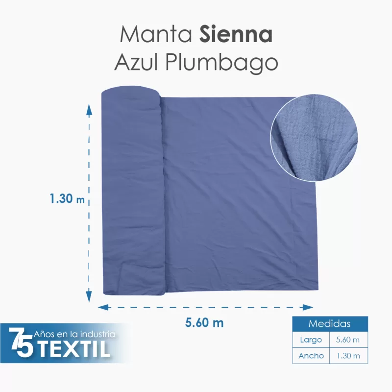 Tela Sienna 1.30 M ancho Azul Plumbago