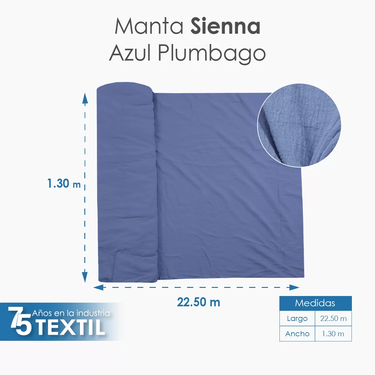 Tela Sienna 1.30 M ancho Azul Plumbago: imagen 4
