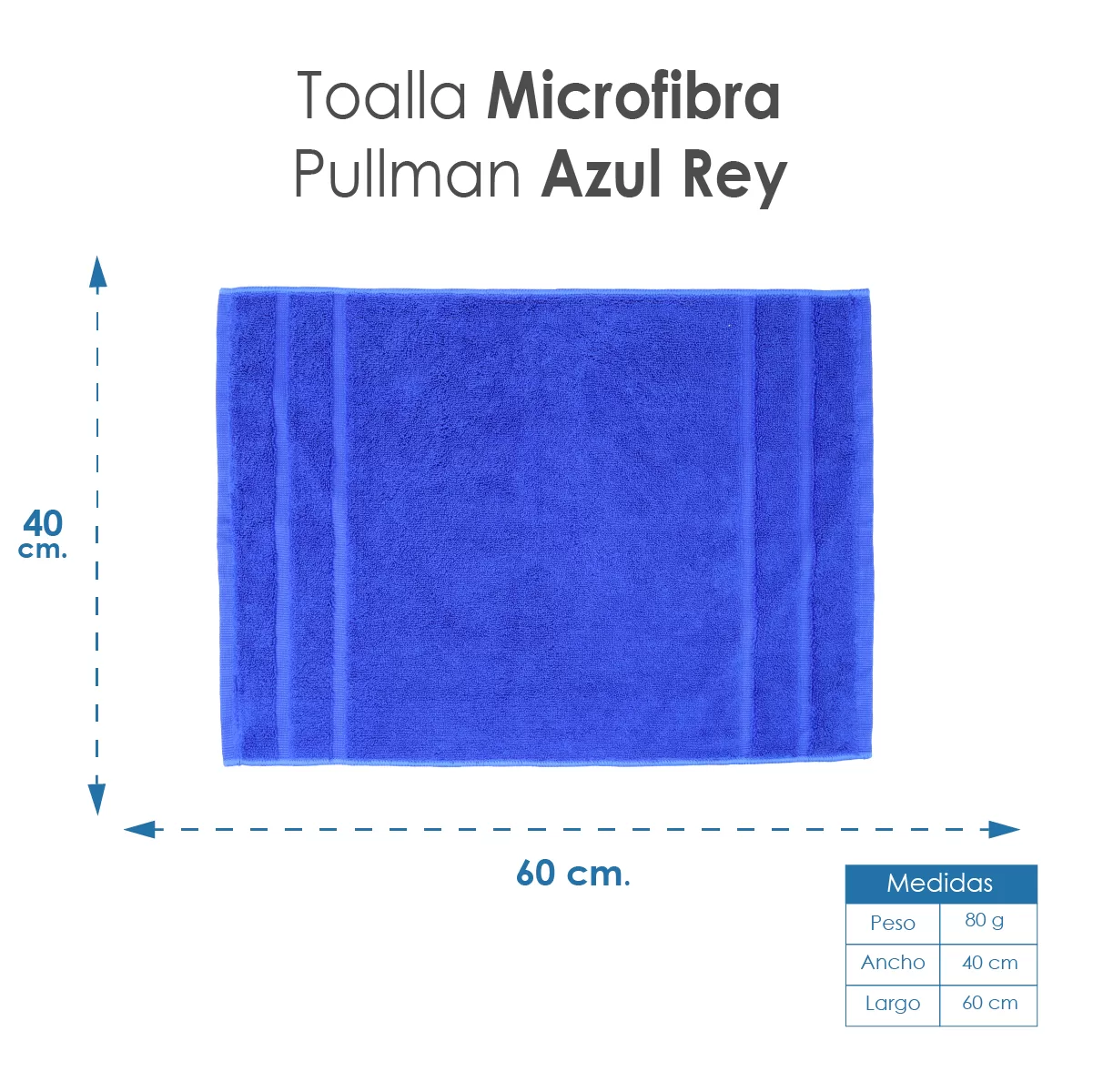 Toalla Microfibra Pullman 40X60 Color Azul Rey: imagen 2