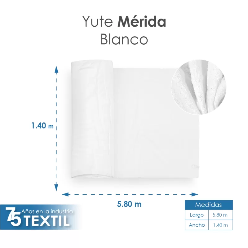 Yute Mérida 1.40 M ancho Blanco