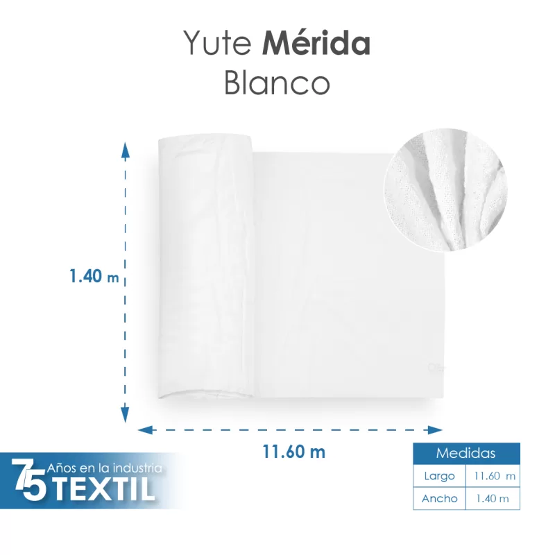 Yute Mérida 1.40 M ancho Blanco